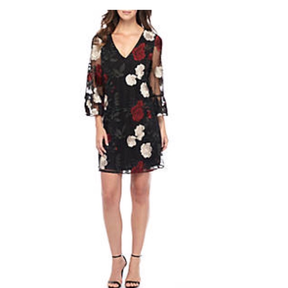 Embroidered Bell Sleeve Dress
